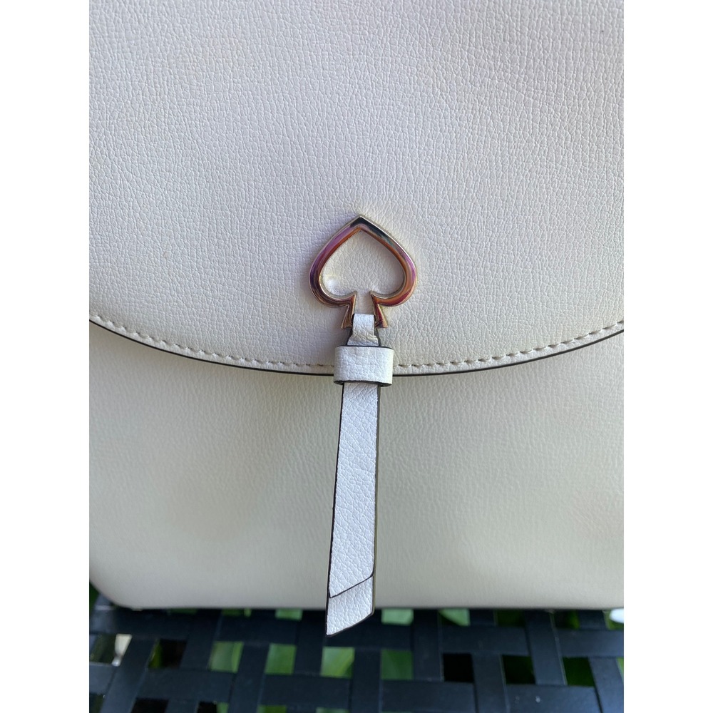 Kate Spade Cream Leather Adel Flap Backpack Designer Bag Luxury Travel  Neutral - Picture 8 of 16